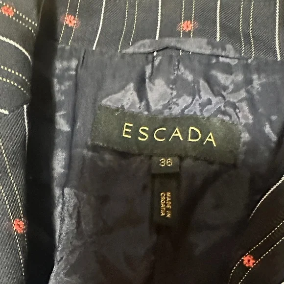 Escada Blazer with Navy Stripes and Red Dots - Picture 5 of 9